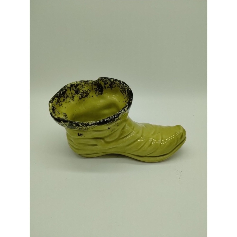 Vintage Green Boot Planter Elf Shoe Vase Pixie Gnome MCM Retro Kitchy